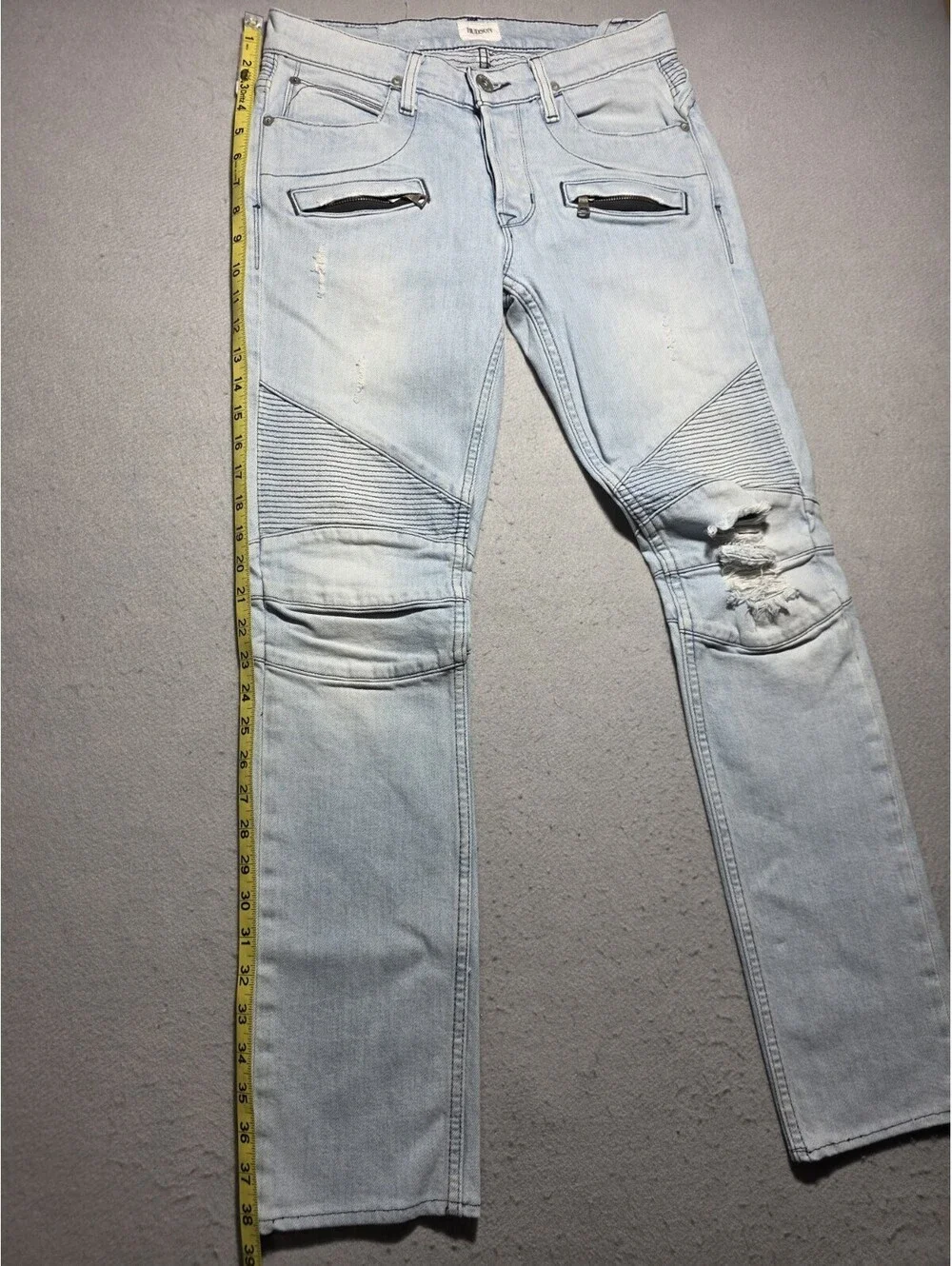 Hudson Jeans Mens Size 29 The Blinder Skinny Biker (M406DFA) Moto Distressed